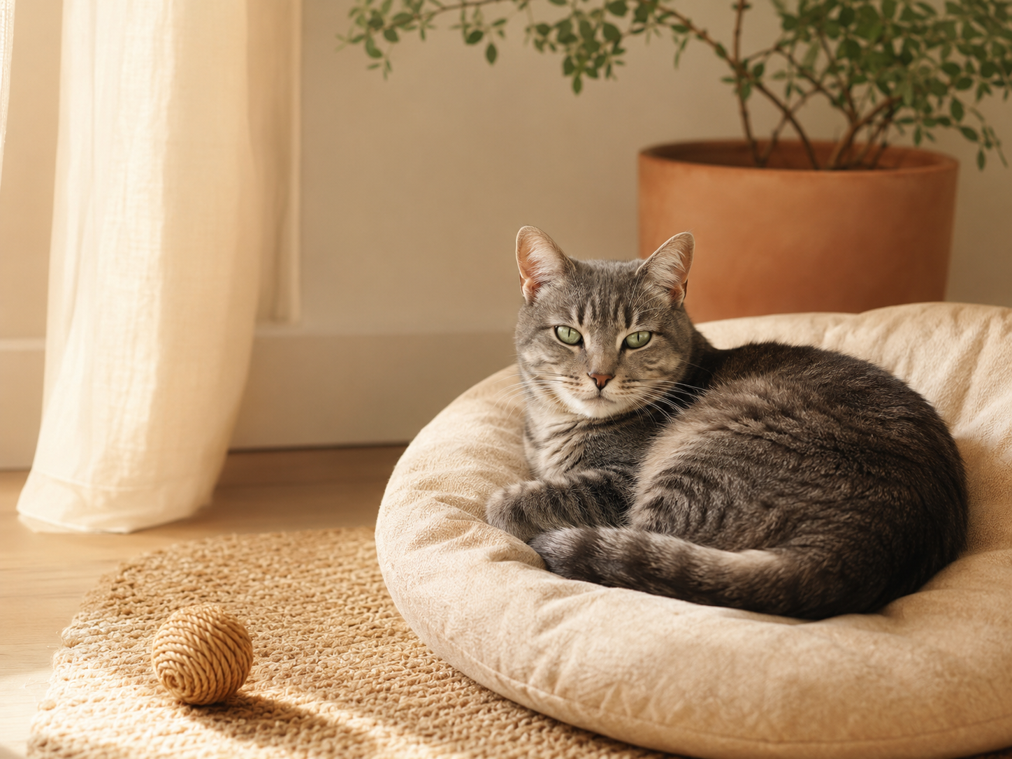 Relaxed cat at home