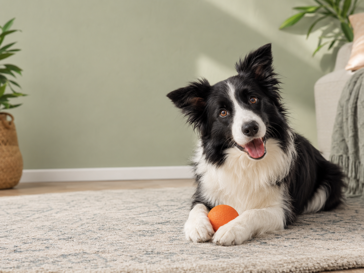 Happy dog at home